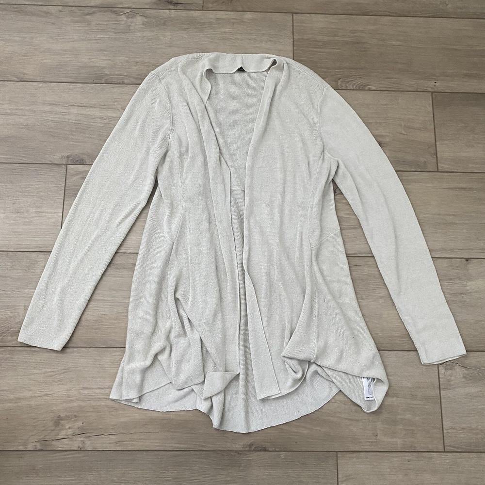 Eileen Fisher‎ Tan Open Knit Cardigan Linen Nylon Blend Sweater ~ Size PL Petite